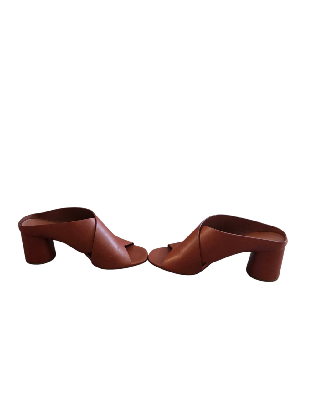 Vince Tan Leather Crisscross Mule with Block Heel - Picture 5 of 9